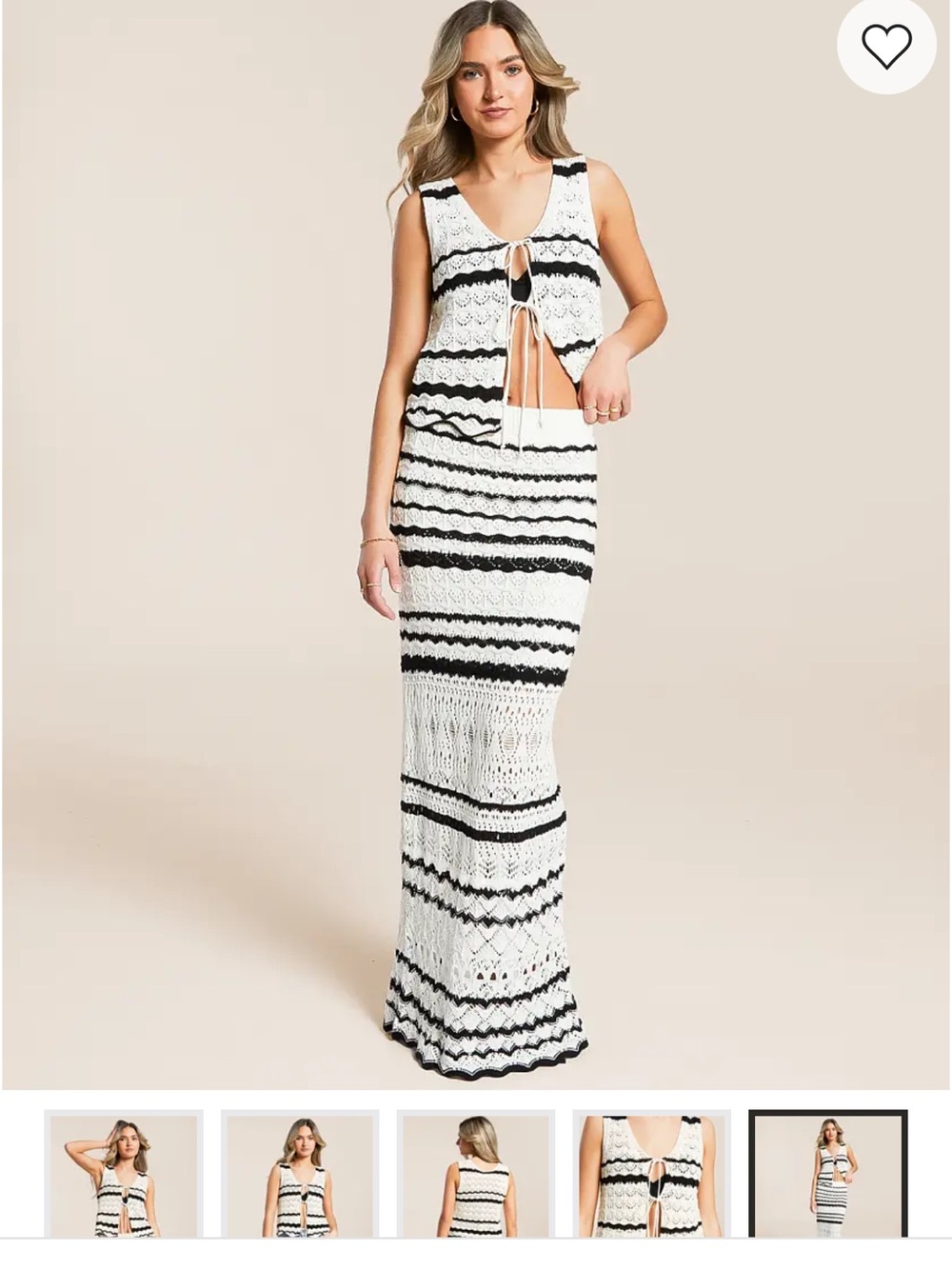 Striped Crochet Knit Matching set in White and Black